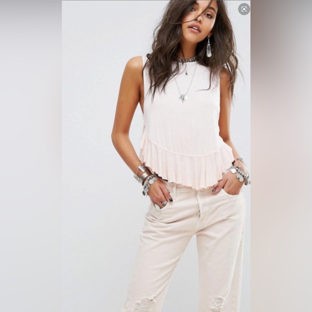 ⭐️ We The Free People Uptown Ruffle Tank Top Ballet Pink S